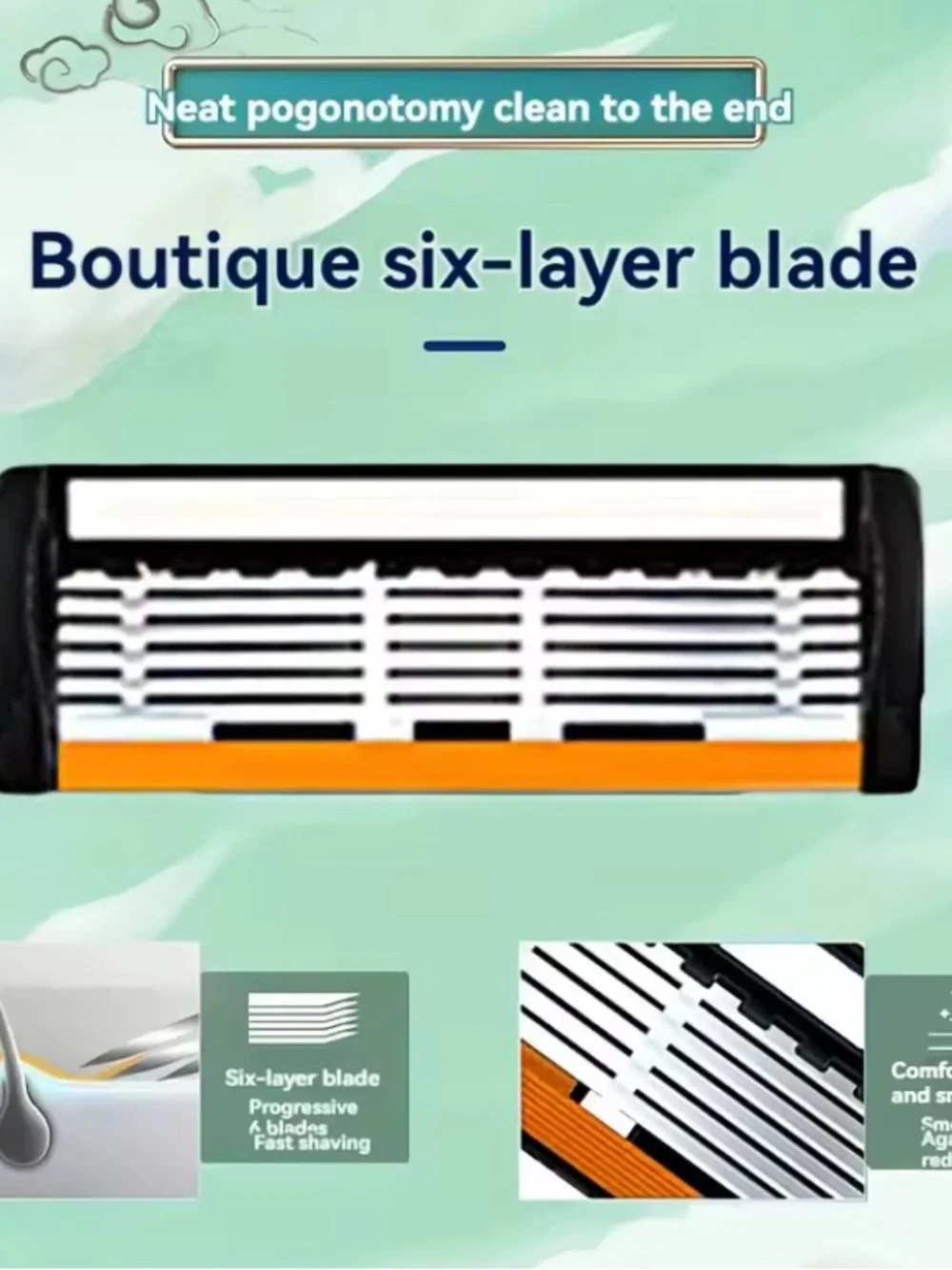 L🌺W. Start 👀Men's Orange Safety Razor with 3 Replacement Cartridges